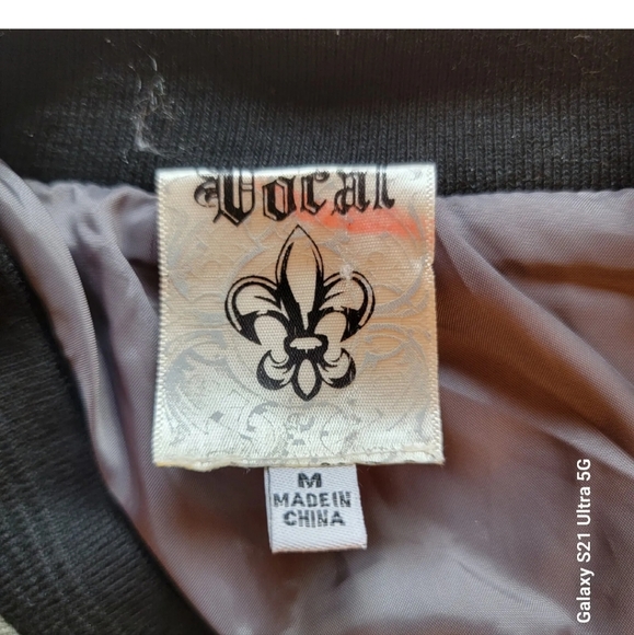 Vocal Womens Jacket Green W/Black Sleeves Gold Traingle Studs & Zippers Size M - Picture 4 of 10